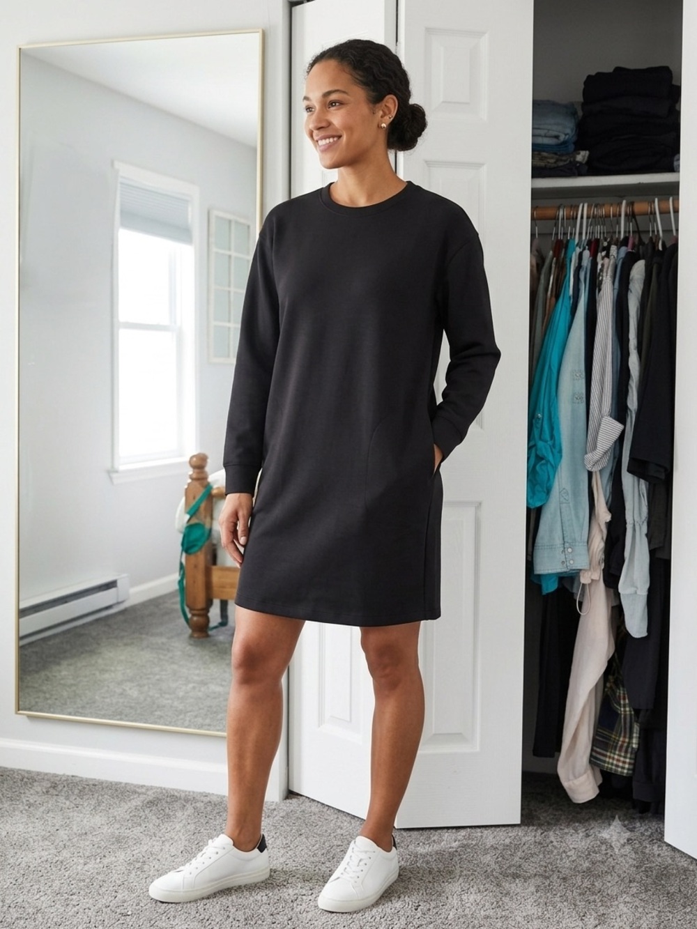 NWT- SPANX Black Long Sleeve Dress